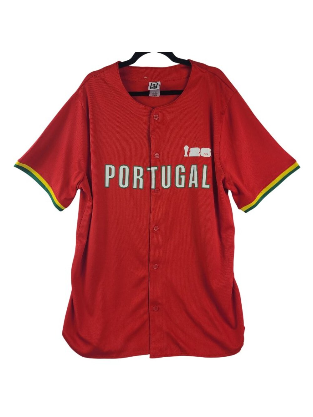 NEW FIFA Licensed Portugal Red Button-Up Jersey Sz XL Soccer Fan Shirt